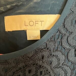 LOFT Dark Blue Textured Lace Dress